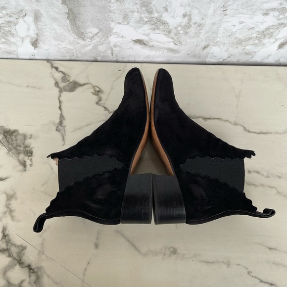 CHLOE Lauren Scalloped Suede Ankle Boot 37.1/2 - Picture 10 of 11